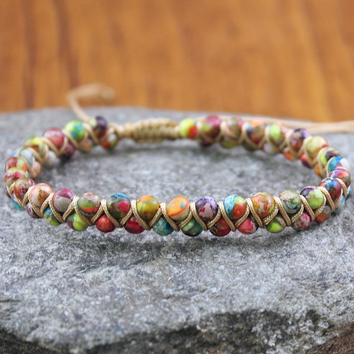 Multicolor Stone Braided Wrap Bracelet