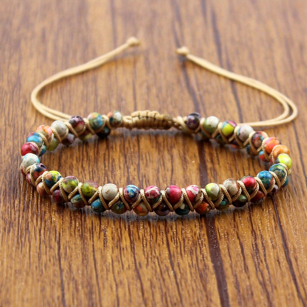 Multicolor Stone Braided Wrap Bracelet