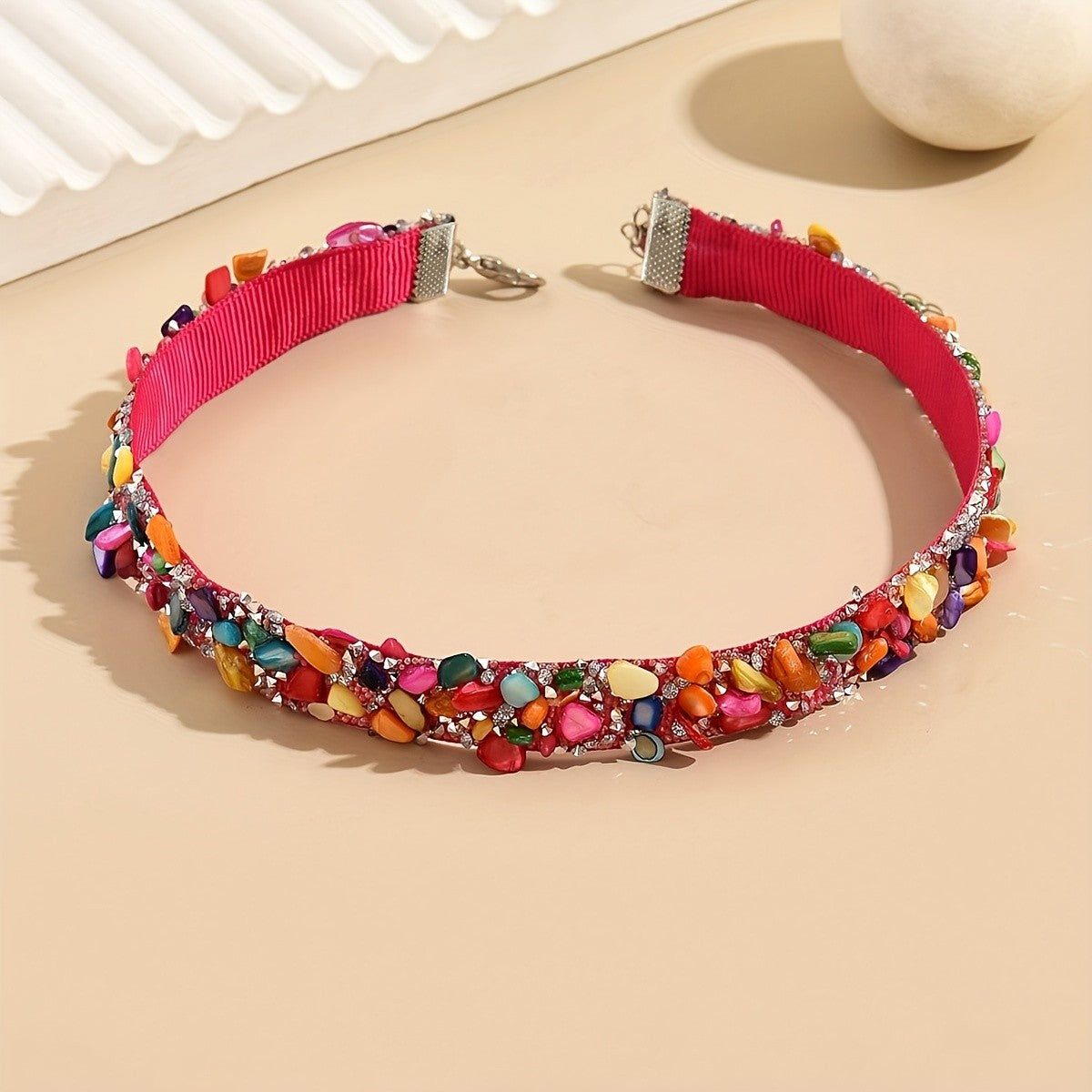 Multicolor Glass Gem Choker
