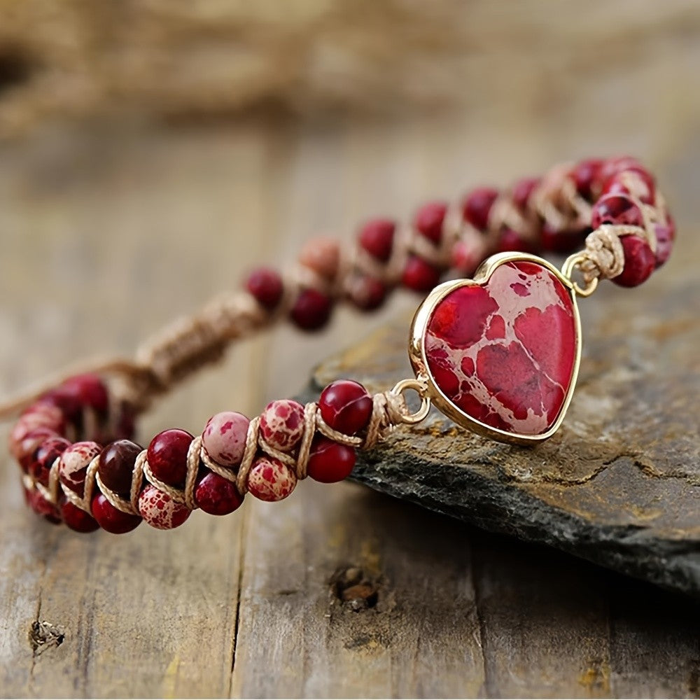 Rainbow Stone Heart Bracelet