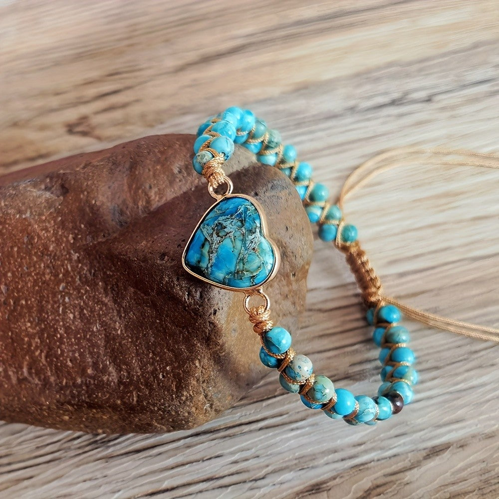 Rainbow Stone Heart Bracelet