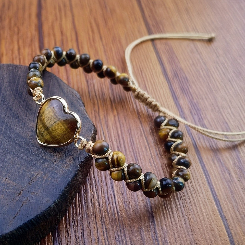 Rainbow Stone Heart Bracelet