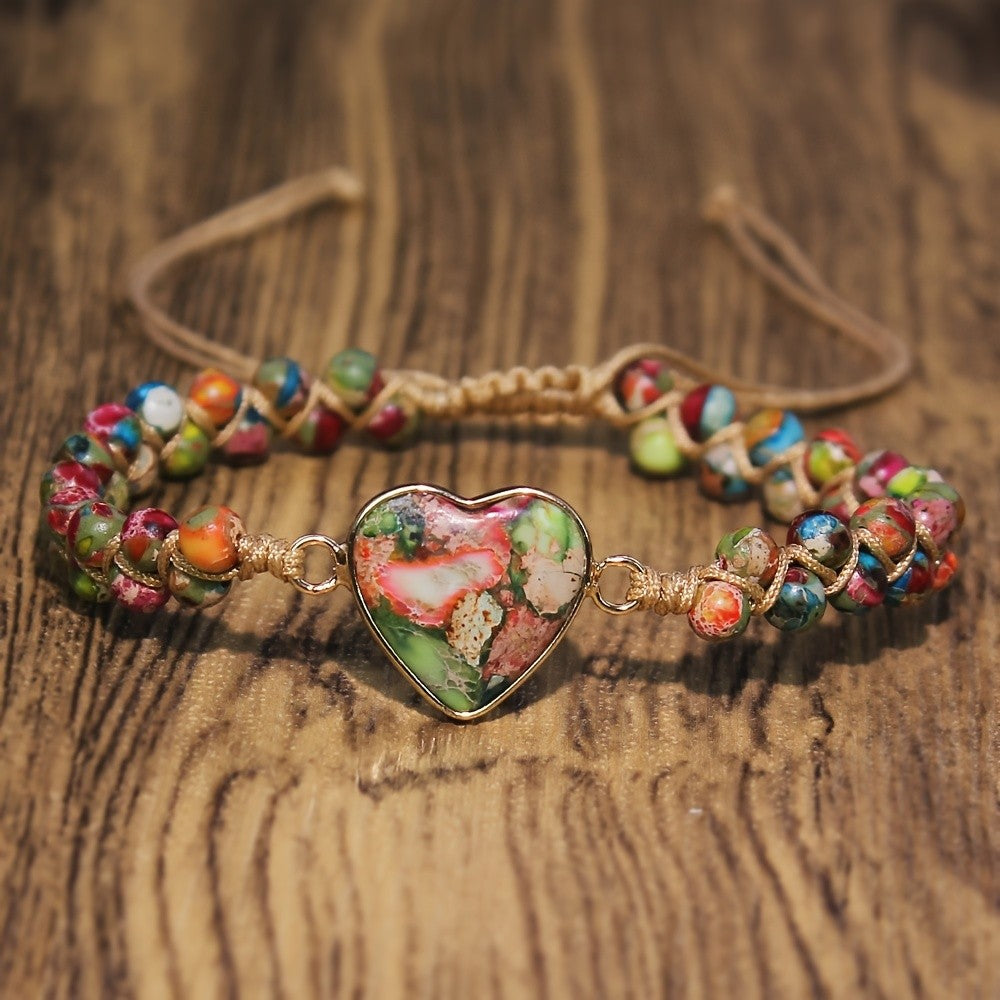 Rainbow Stone Heart Bracelet