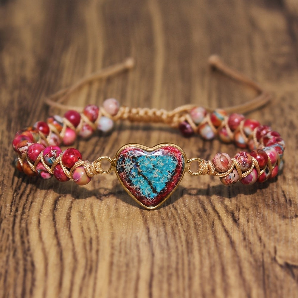 Rainbow Stone Heart Bracelet