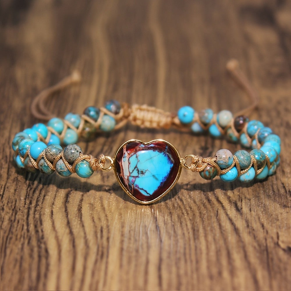 Rainbow Stone Heart Bracelet