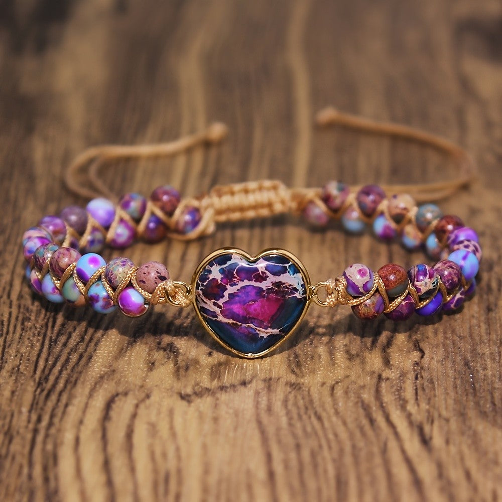 Rainbow Stone Heart Bracelet