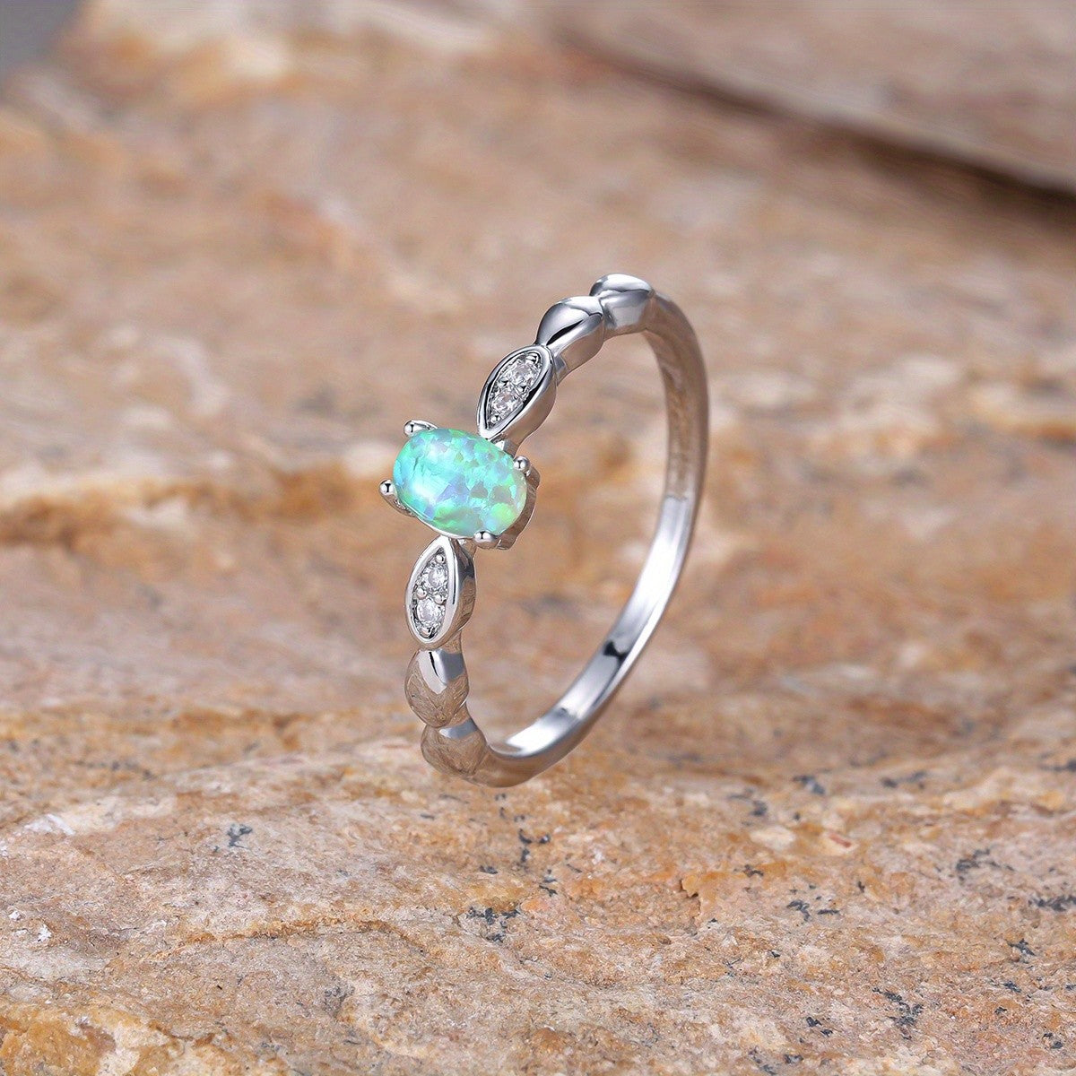 Green Opal Oval Ring