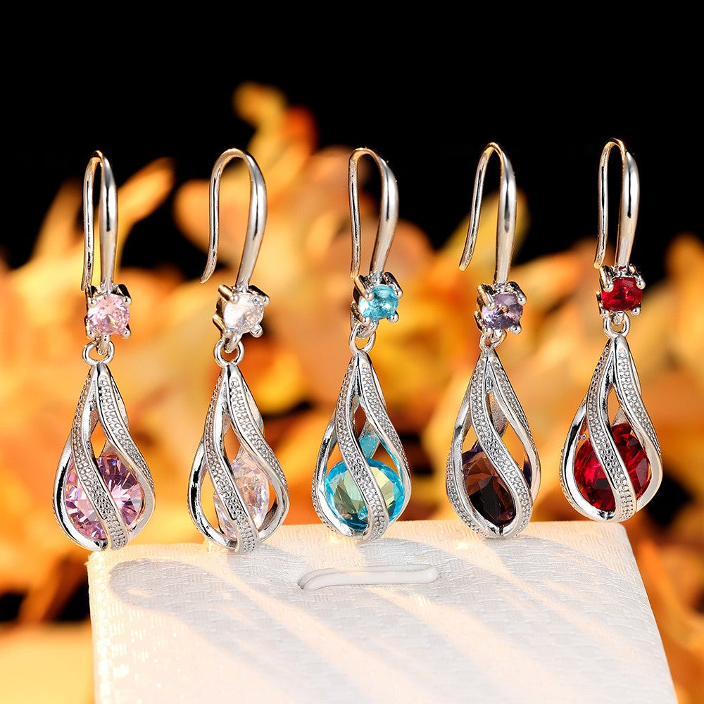 Spiral Teardrop Crystal Earrings