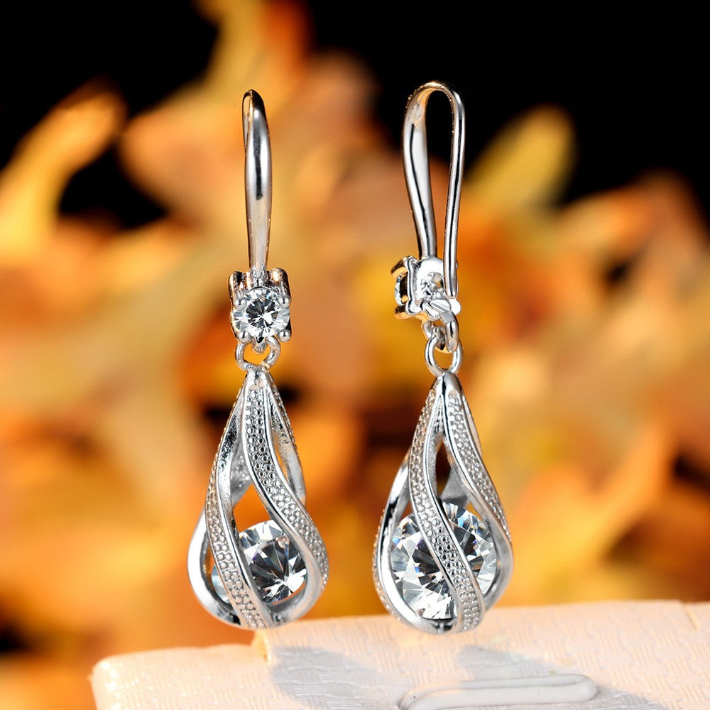 Spiral Teardrop Crystal Earrings
