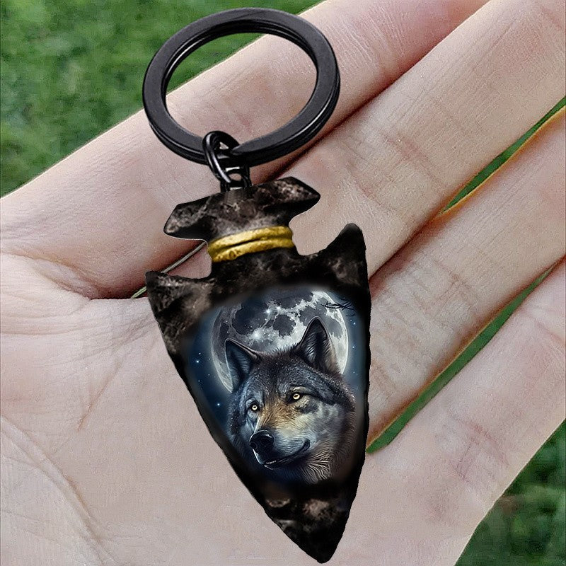 Wolf Arrowhead Keychain