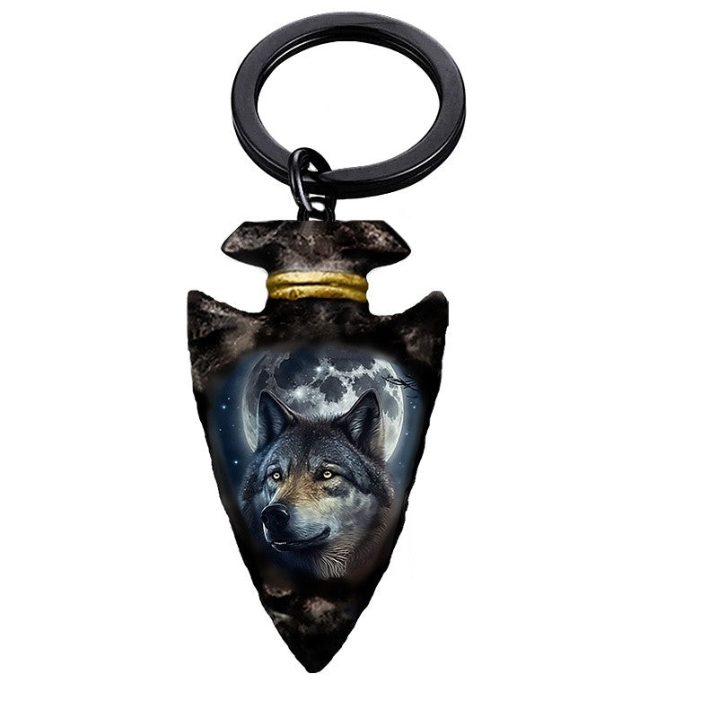 Wolf Arrowhead Keychain