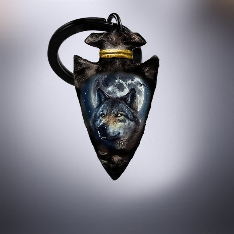 Wolf Arrowhead Keychain