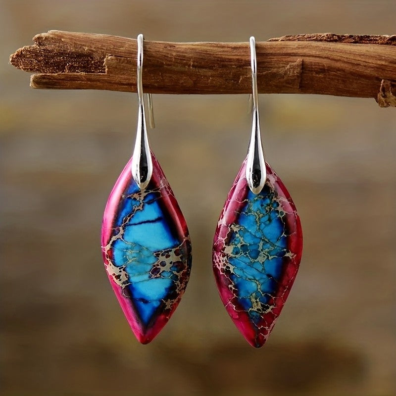 Colorful Mosaic Stone Drop Earrings