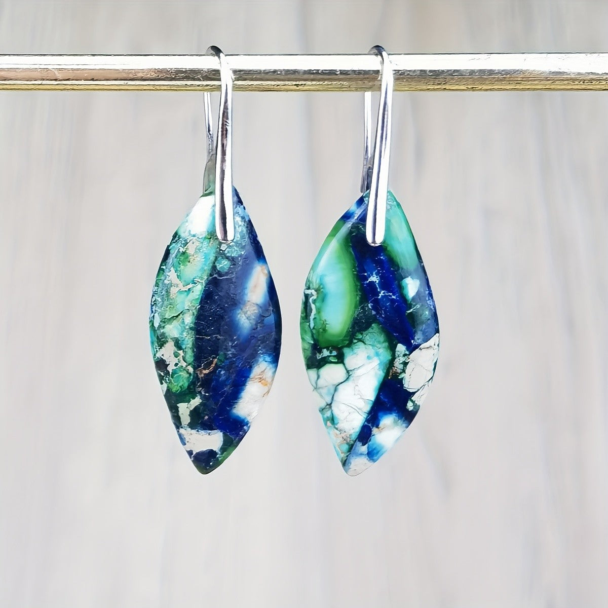 Colorful Mosaic Stone Drop Earrings