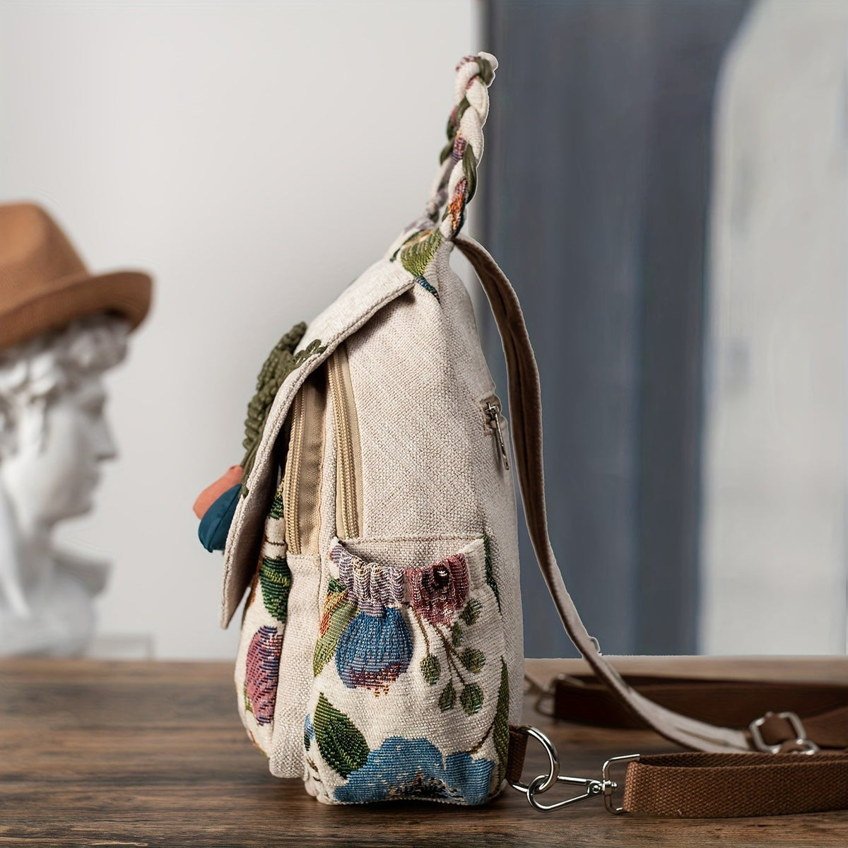 Embroidered Floral Backpack