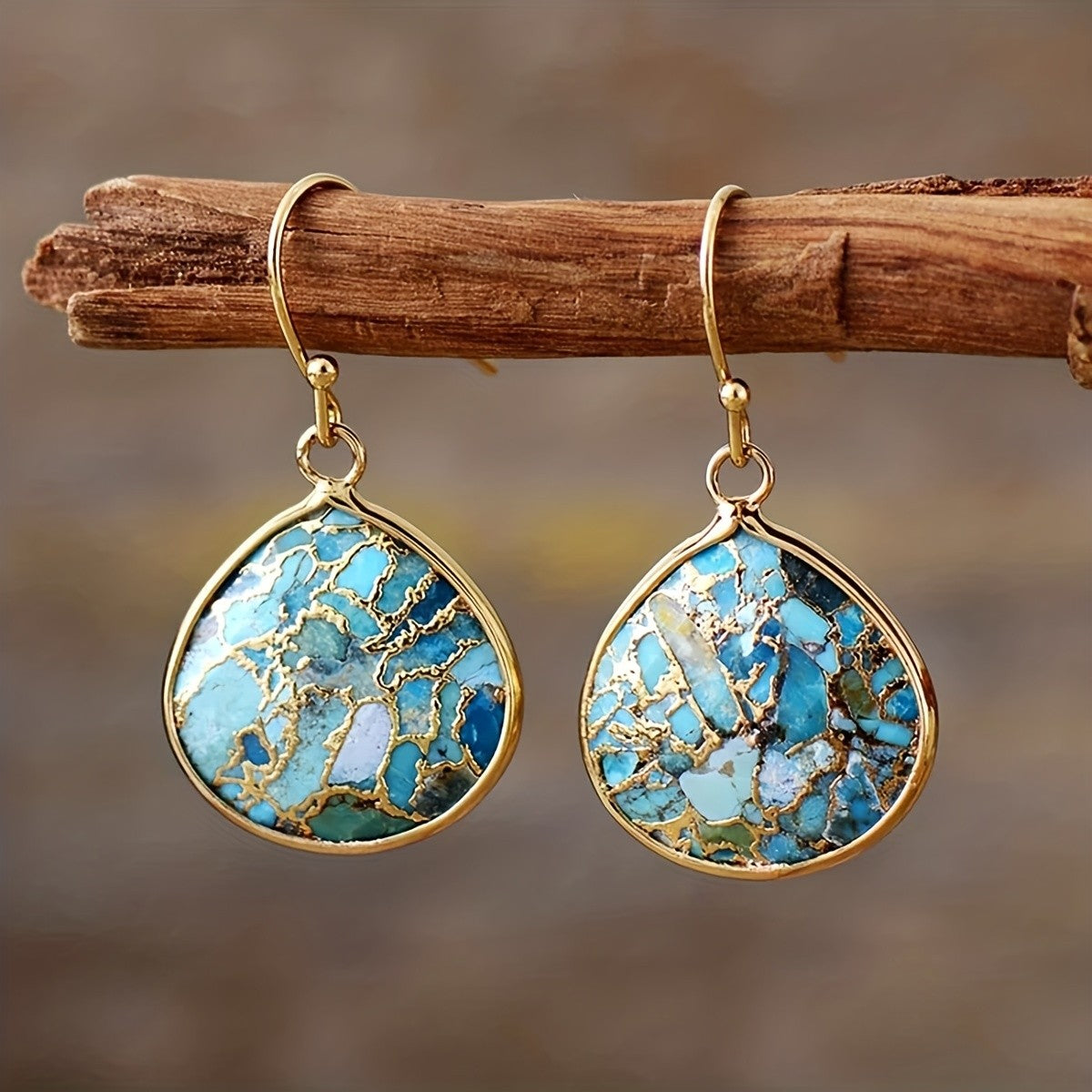 Blue Stone Teardrop Earrings