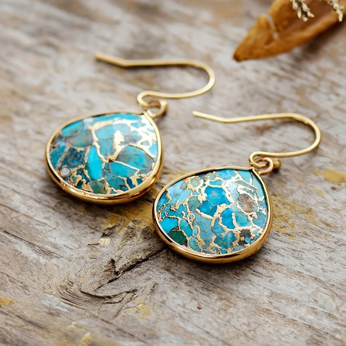 Blue Stone Teardrop Earrings