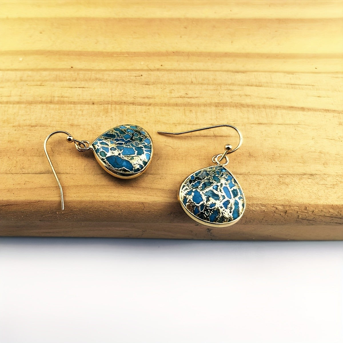 Blue Stone Teardrop Earrings