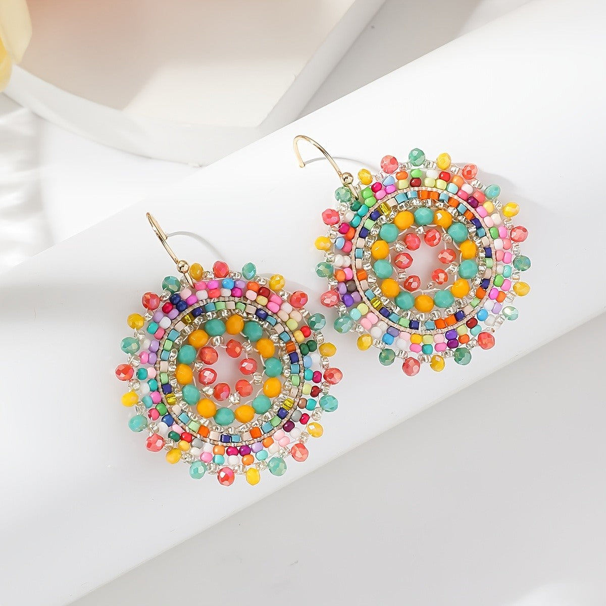 Colorful Beaded Mandala Earrings