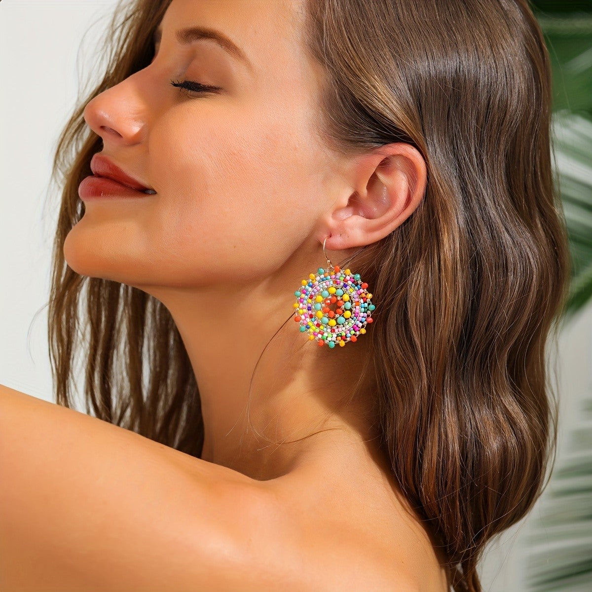 Colorful Beaded Mandala Earrings