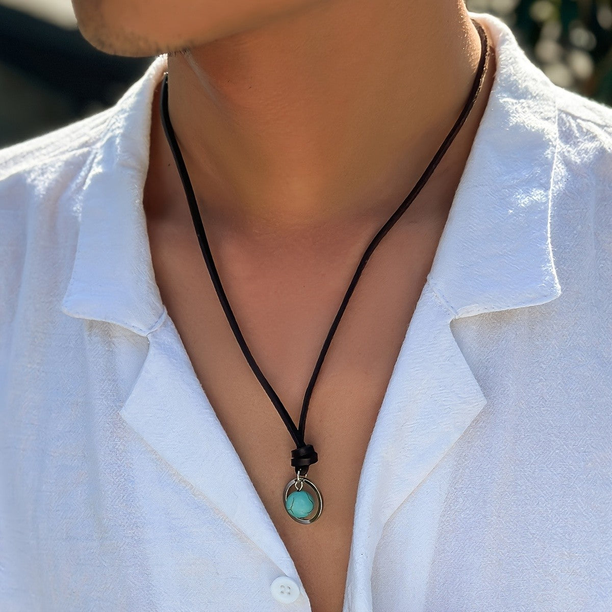 Turquoise Oval Cage Necklace