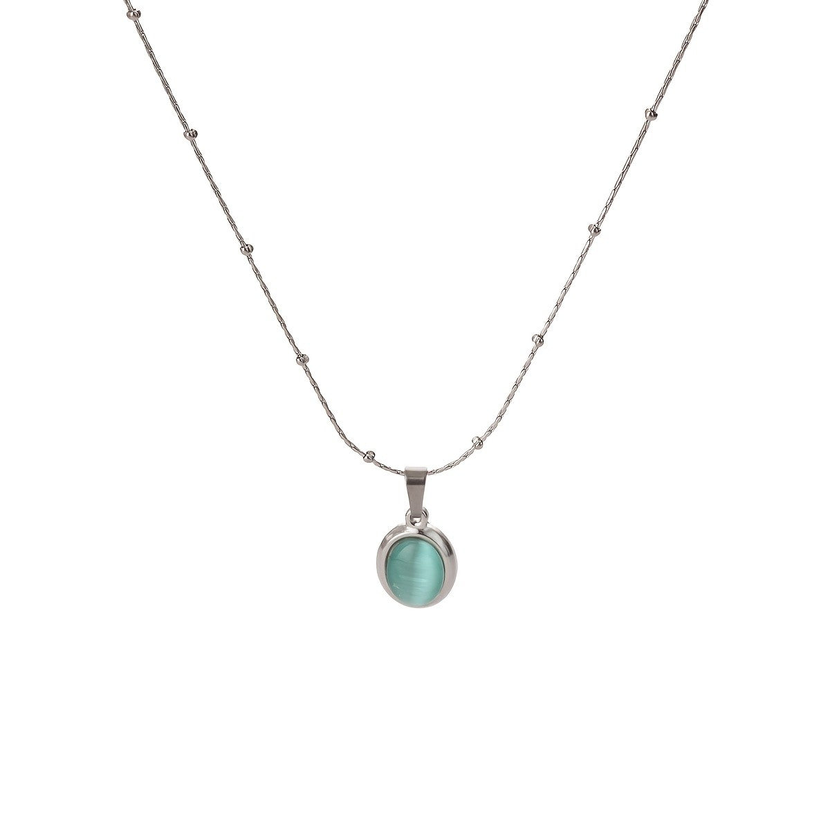 Cat's Eye Oval Pendant Necklace
