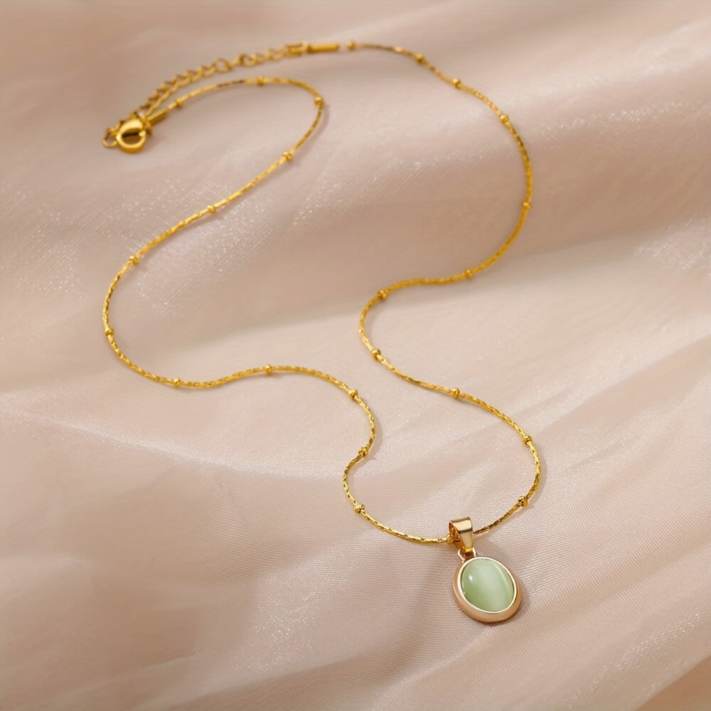 Cat's Eye Oval Pendant Necklace