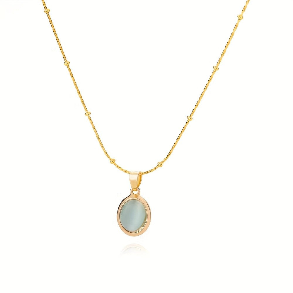 Cat's Eye Oval Pendant Necklace