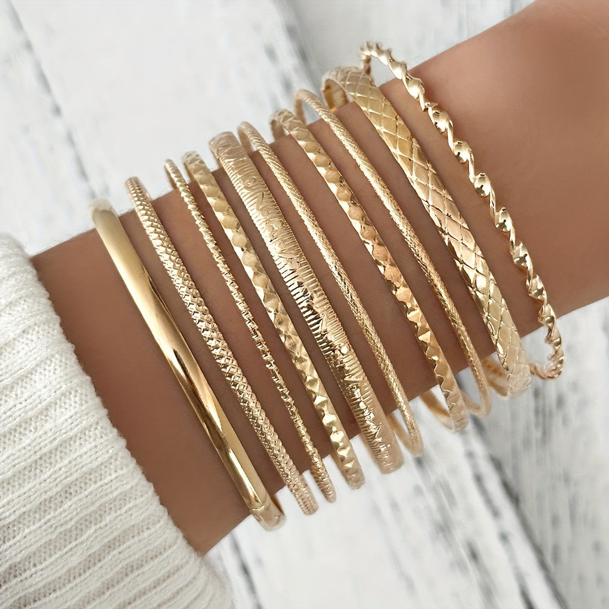 Textured Stackable Bangle Set
