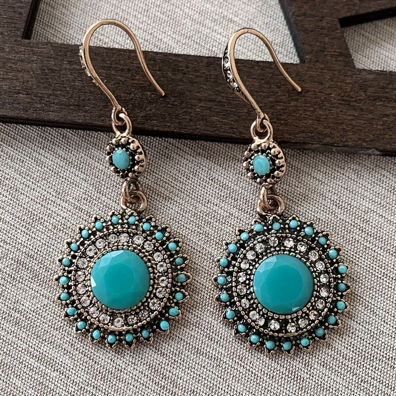Turquoise Sunburst Drop Earrings