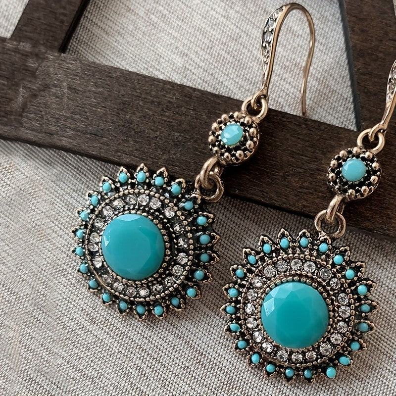 Turquoise Sunburst Drop Earrings