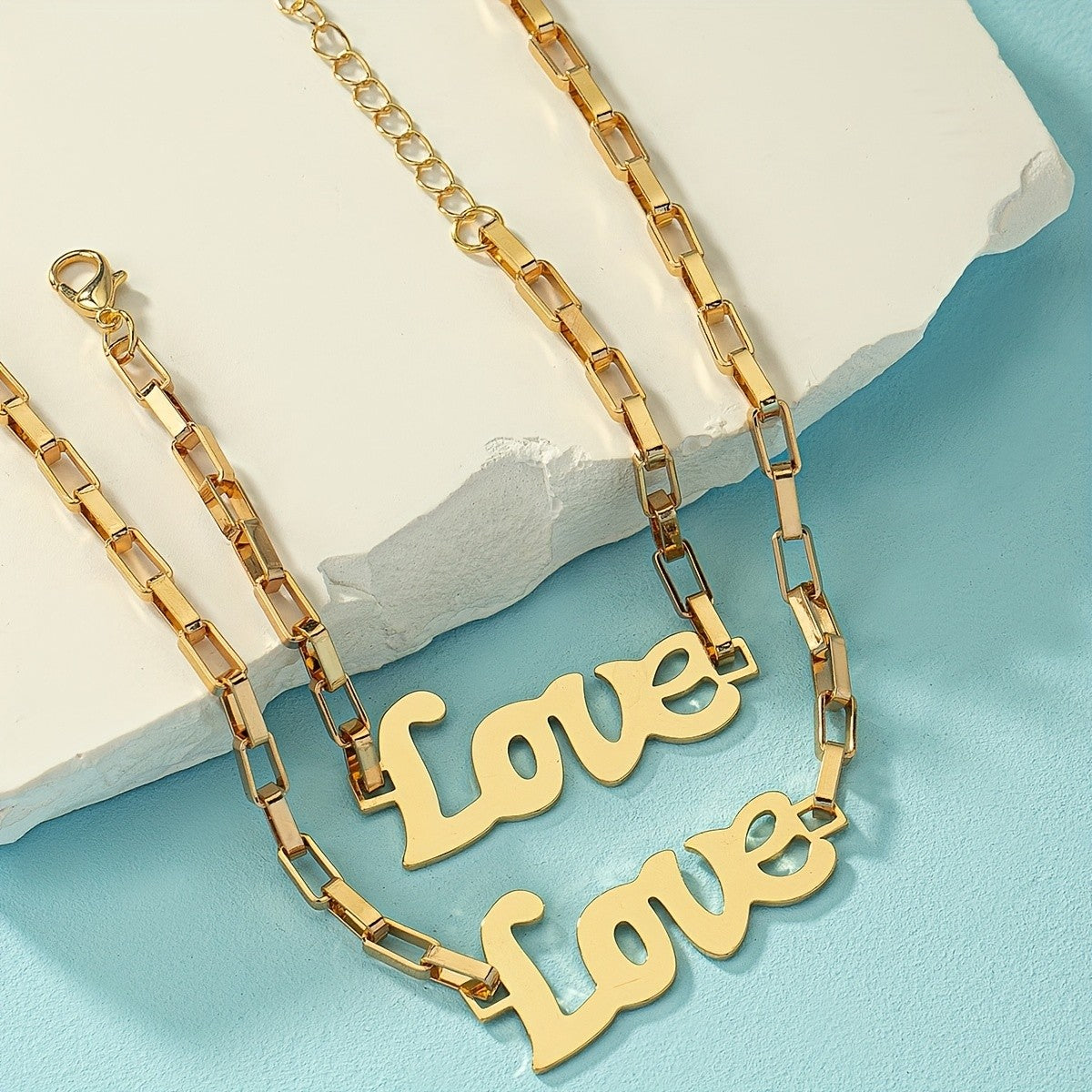 Love Script Necklace & Bracelet Set