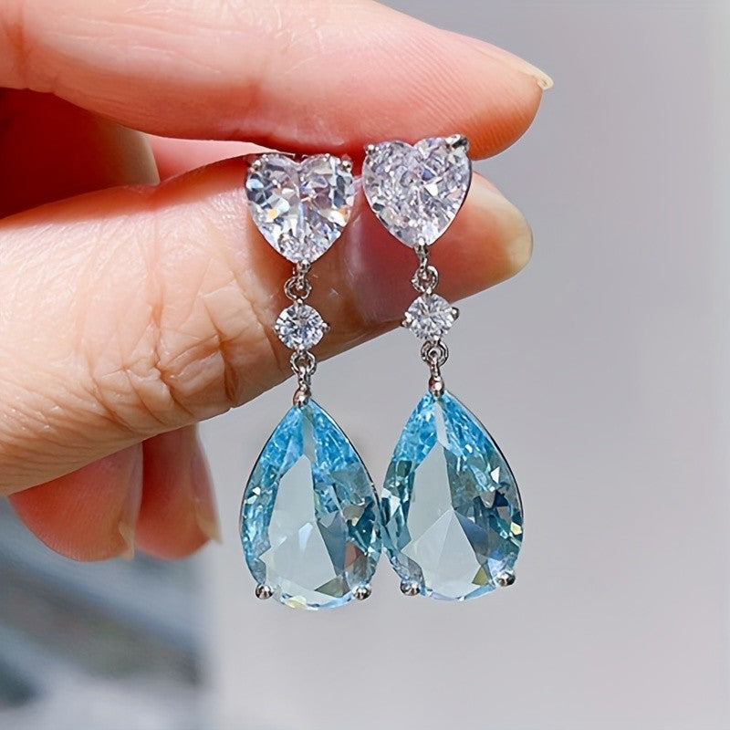 Teardrop Heart Drop Earrings