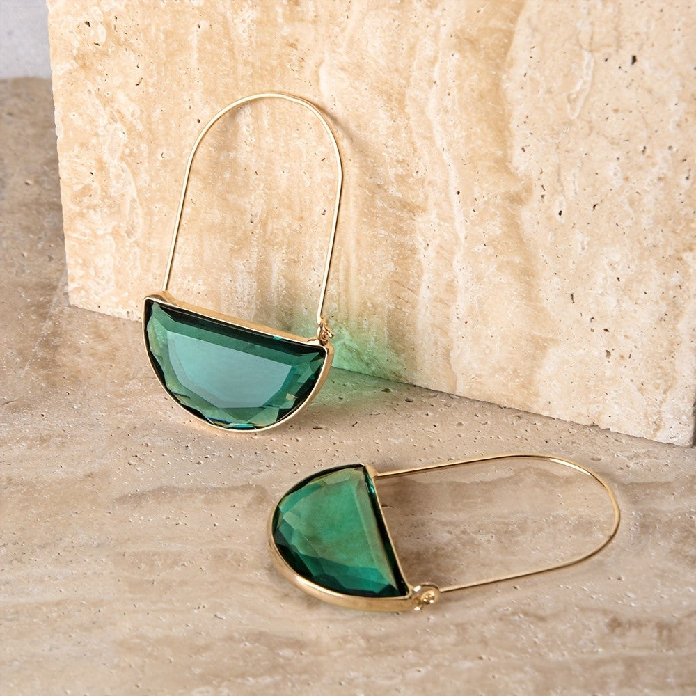 Half-Moon Crystal Hoop Earrings