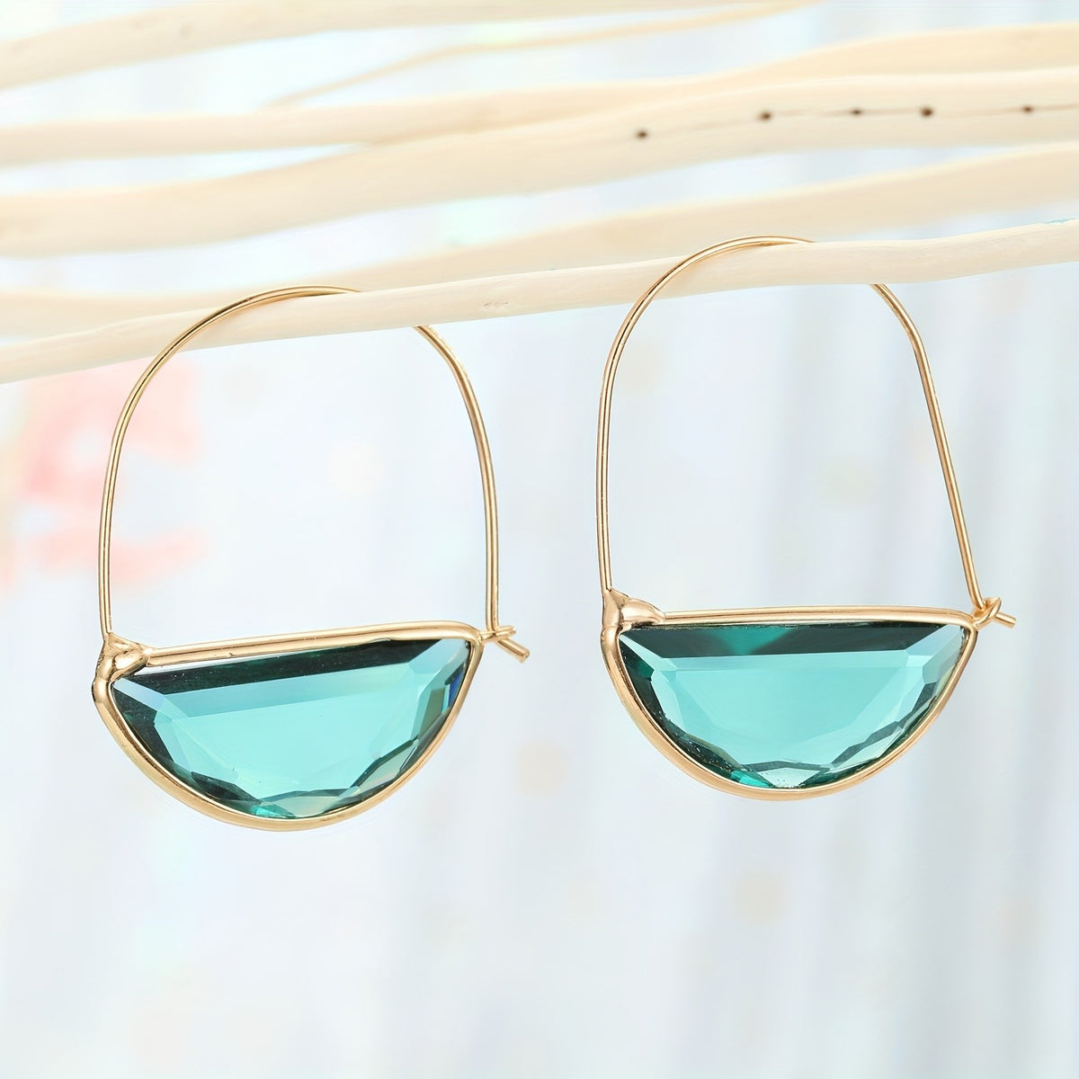 Half-Moon Crystal Hoop Earrings