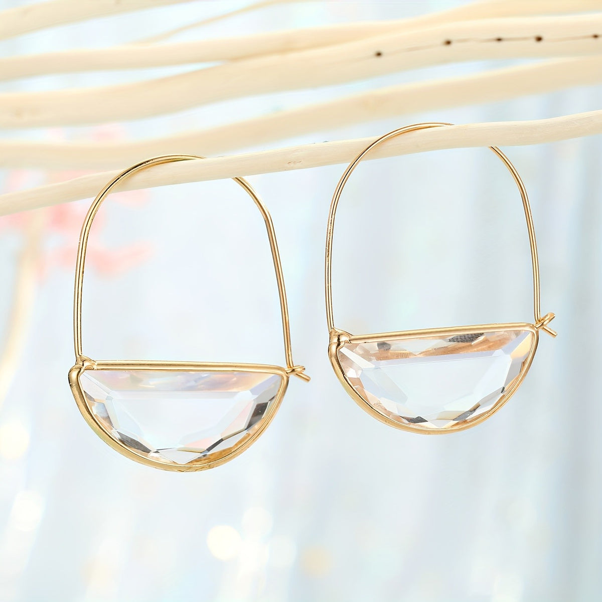 Half-Moon Crystal Hoop Earrings