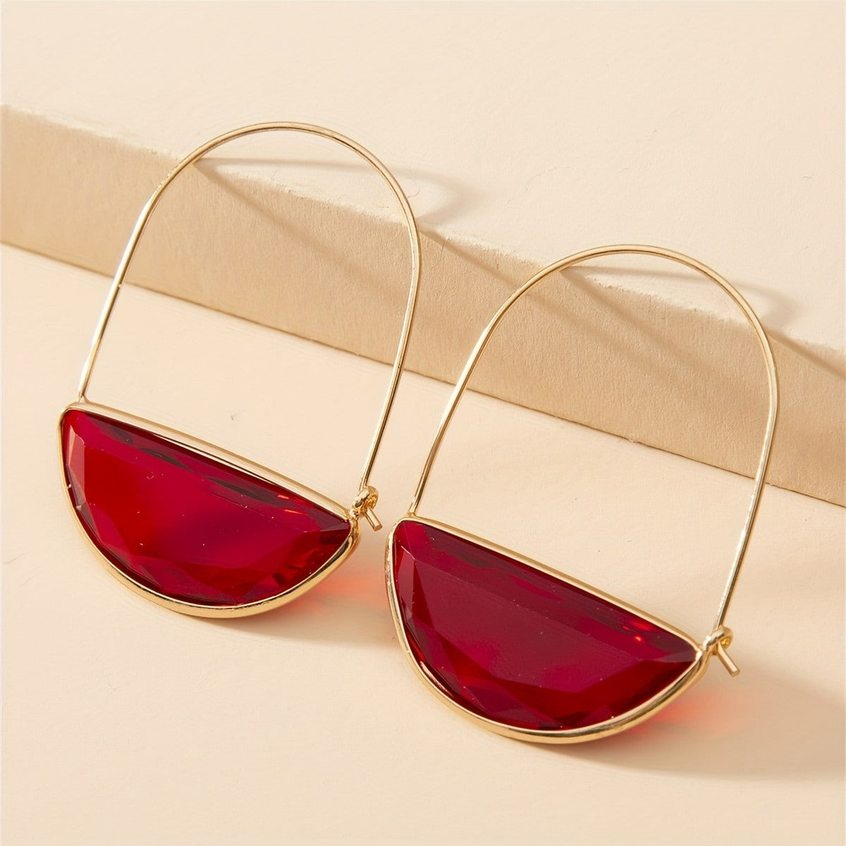Half-Moon Crystal Hoop Earrings