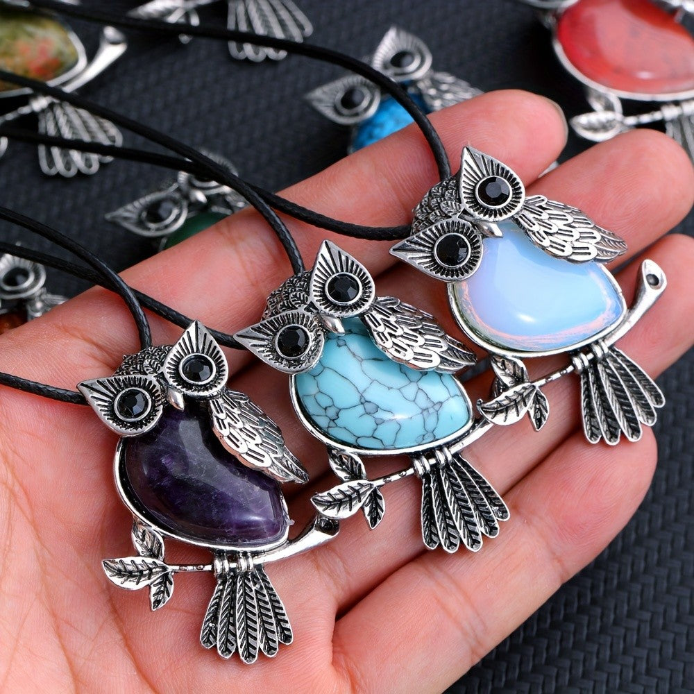 Crystal Owl Branch Necklace