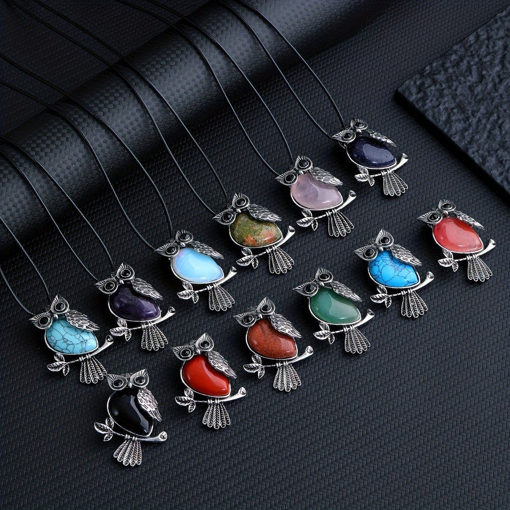 Crystal Owl Branch Necklace