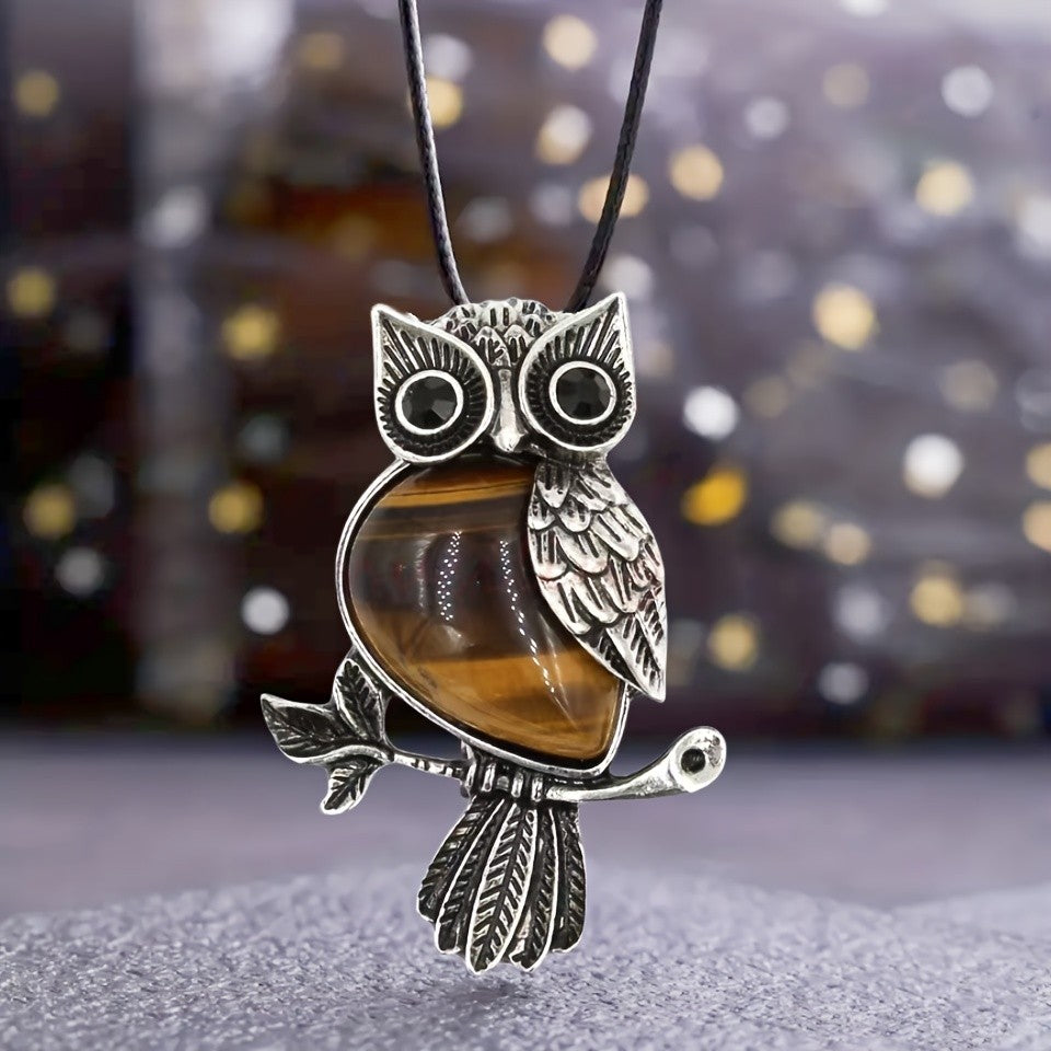 Crystal Owl Branch Necklace