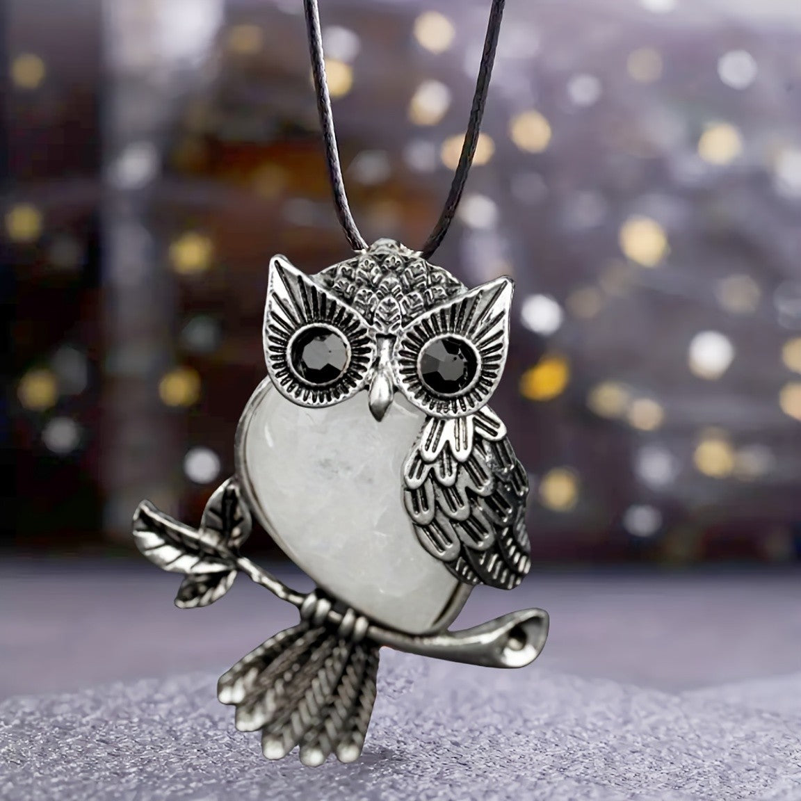 Crystal Owl Branch Necklace