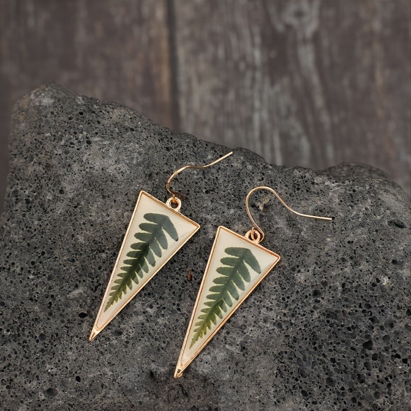 Triangle Fern Leaf Earrings