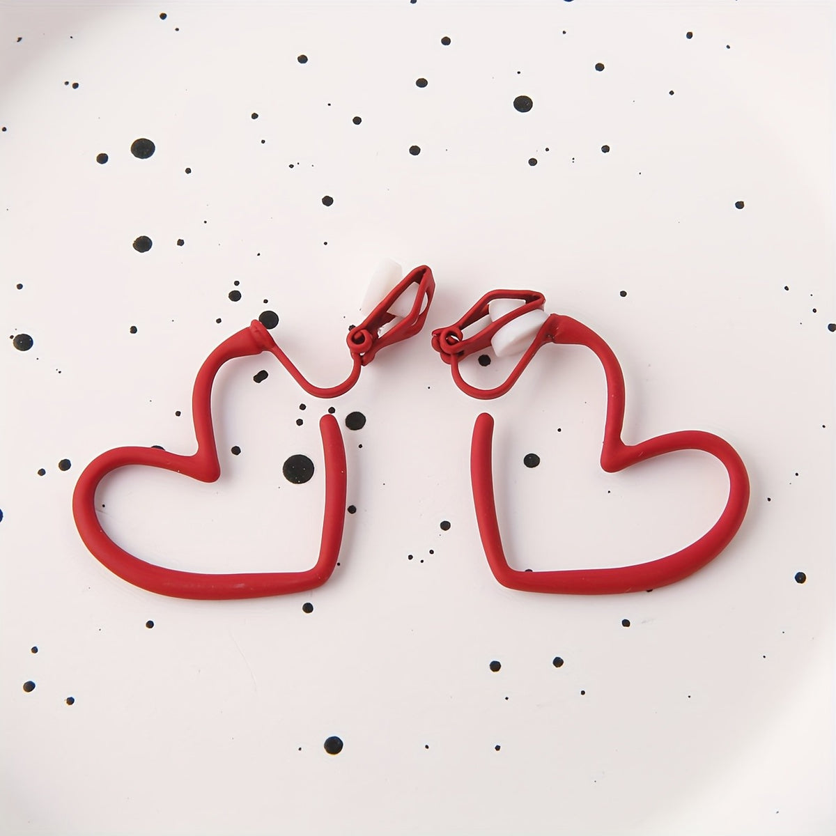 Red Heart Clip-On Earrings