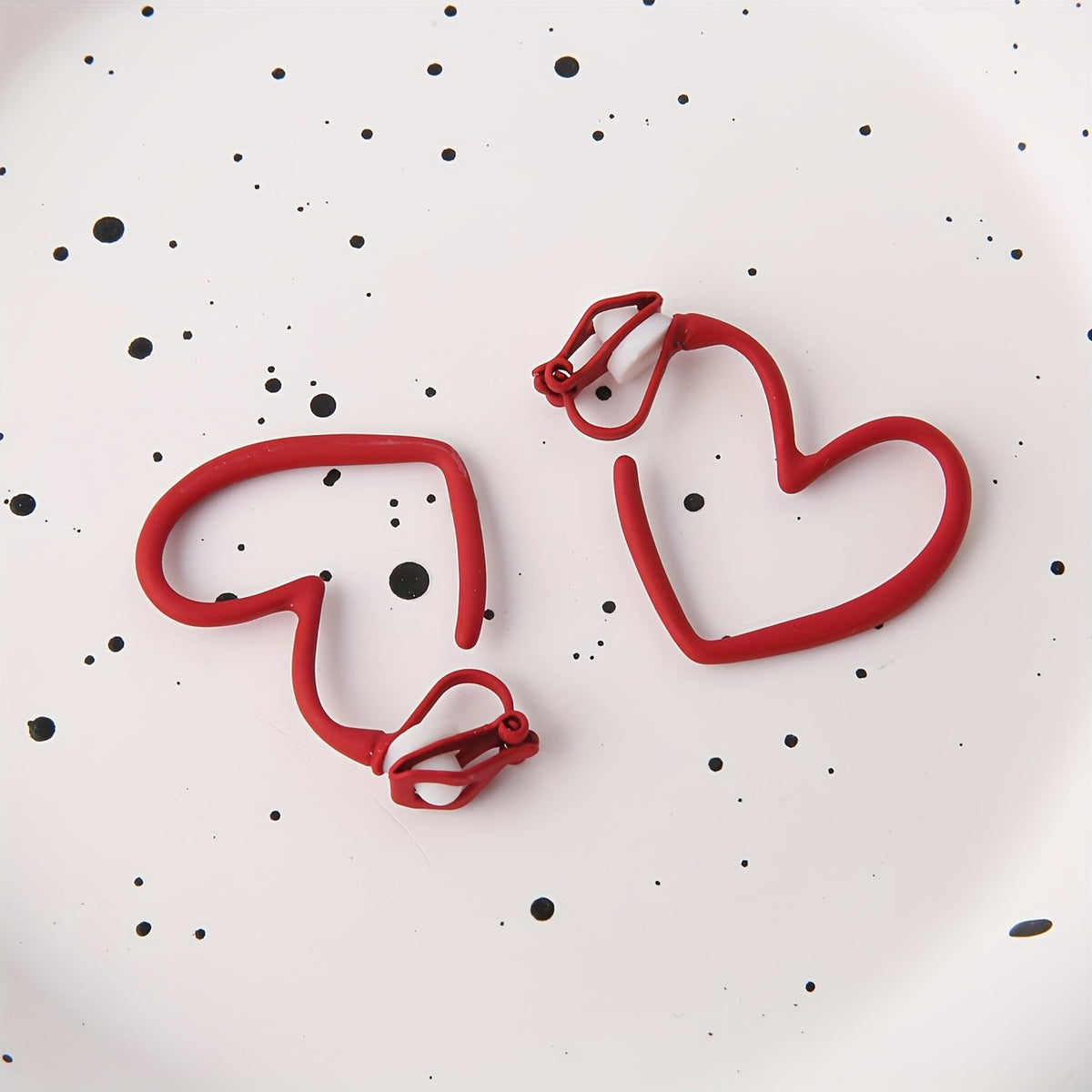 Red Heart Clip-On Earrings