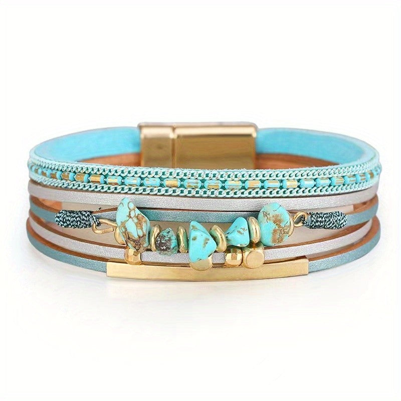 Turquoise Layered Leather Bracelet
