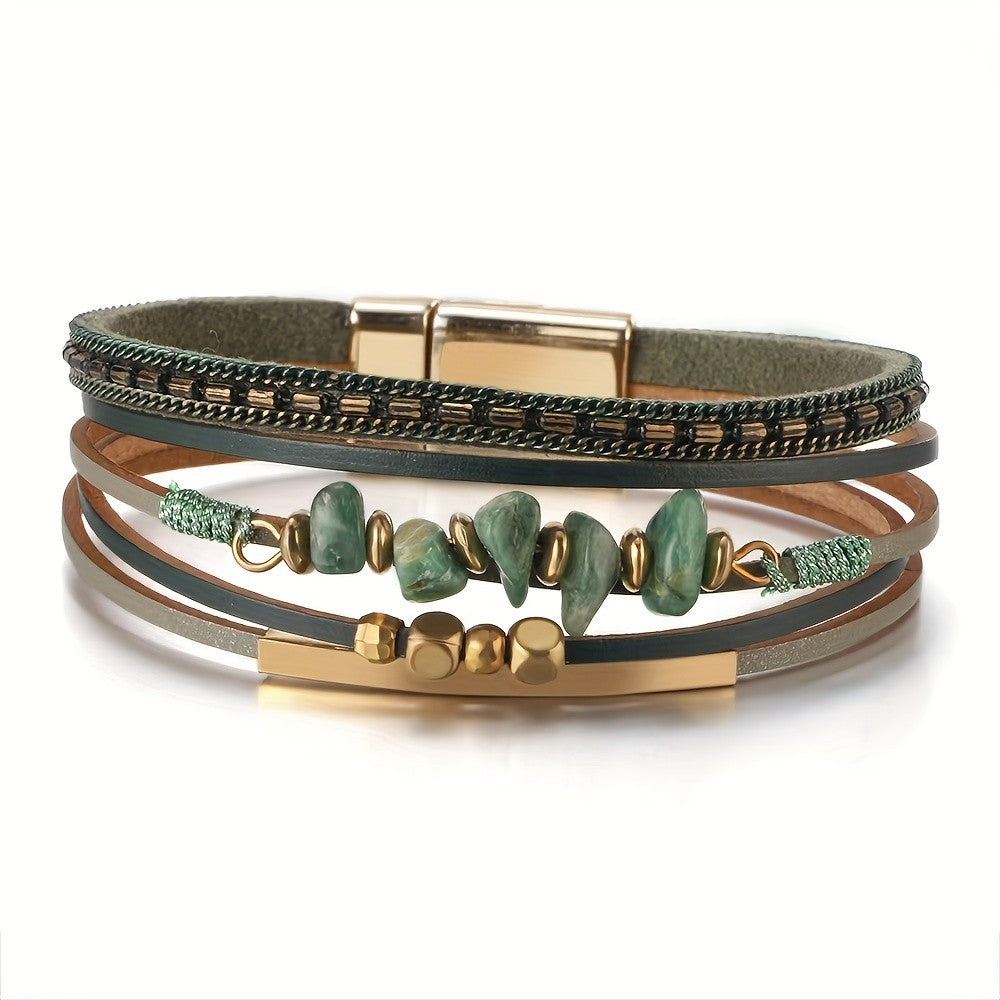 Turquoise Layered Leather Bracelet