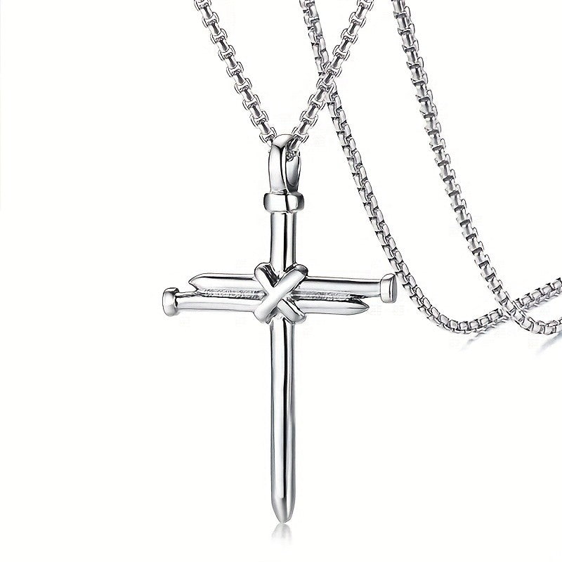 Black Cross Sword Pendant Necklace