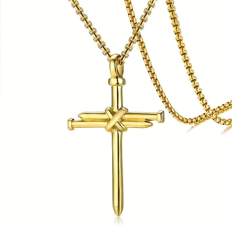 Black Cross Sword Pendant Necklace