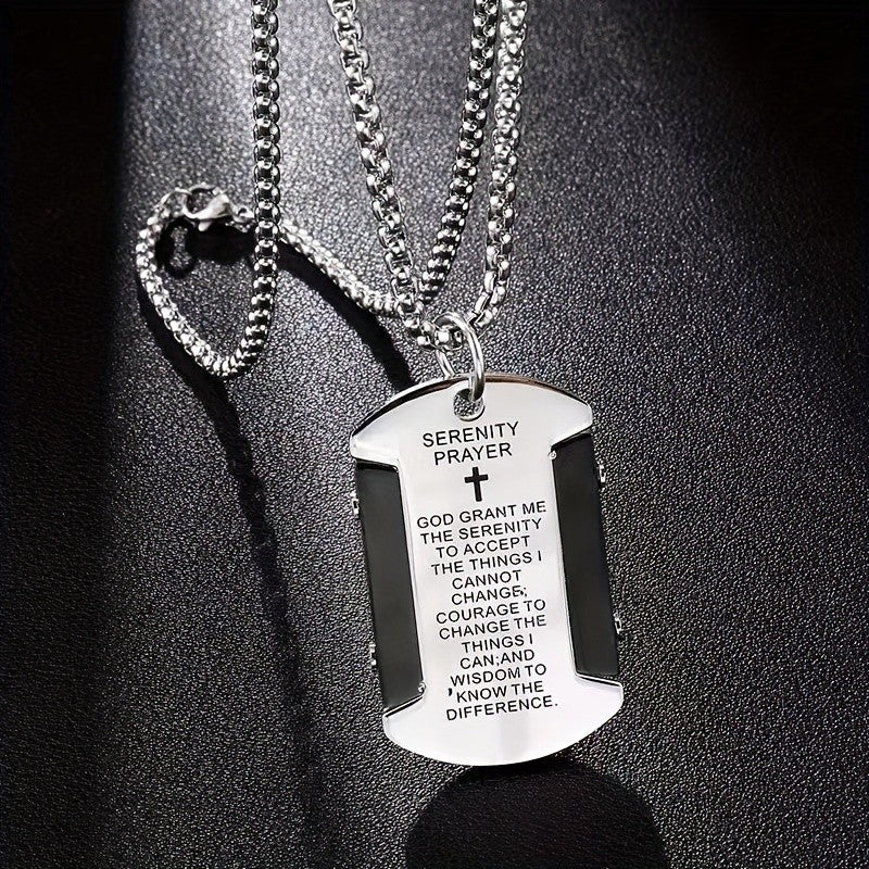 Serenity Prayer Dog Tag Necklace
