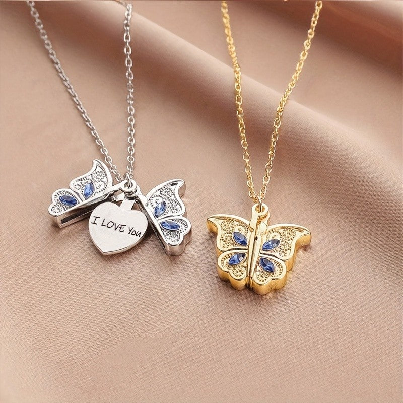 Openable Butterfly Heart Necklace